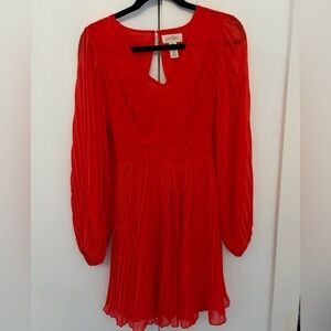 Jessica Simpson Red Pleated Long-Sleeve Dress